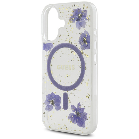GUESS ETUI POKROWIEC MAGNETYCZNY DO MAGSAFE IPHONE 16 RESIN FLOWERS GLITTER