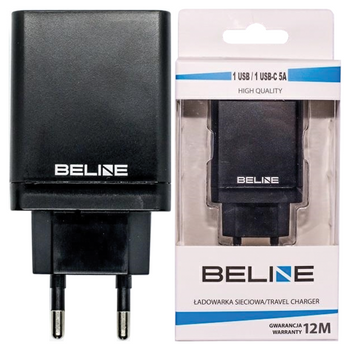 BELINE ŁADOWARKA SIECIOWA 1X USB I 1X USB-C 5A 18W DO TELEFONÓW Z USB-C