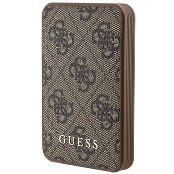 Guess Powerbank 15W GUPB5LP4GEGW 5000mAh brązowy/brown 4G Leather Metal Logo