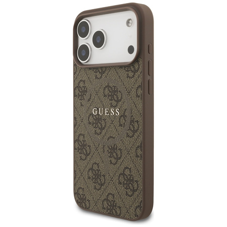Etui Guess 4G Ring Classic Logo MagSafe do iPhone 17 Pro Max brązowy