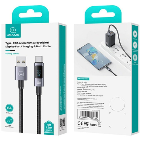 USAMS KABEL USB-C DO USB-A 66W 6A DO SZYBKIEGO ŁADOWANIA TELEFONÓW