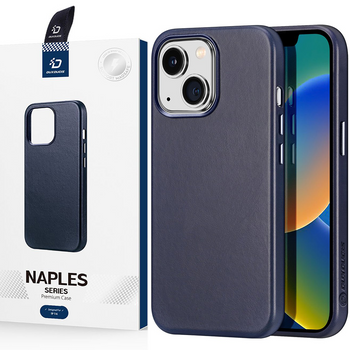 Dux Ducis Naples etui iPhone 14 Plus magnetyczny skórzany pokrowiec MagSafe niebieskie