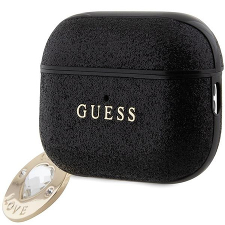 Etui Guess GUAP2PGEHCDK na AirPods Pro 2 cover - czarne Fixed Glitter Heart Diamond Charm