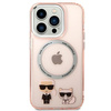 Etui Karl Lagerfeld KLHMP14LHKCP na iPhone 14 Pro hardcase - różowe Karl&Choupette Aluminium Magsafe