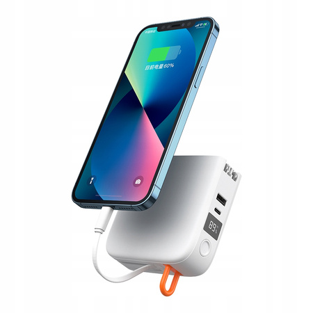 Powerbank, 15000 mAh, z ³adowark¹, USB-C PD, 22.5W, bia³y, McDodo