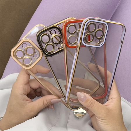 Fashion Case etui do iPhone 12 Pro żelowy pokrowiec ze złotą ramką czerwony