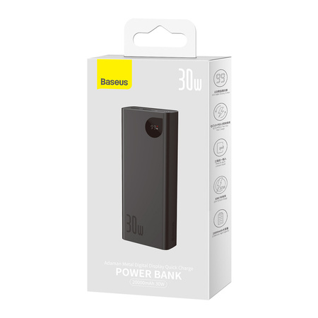 Baseus Adaman powerbank 20000mAh 30W czarny + kabel USB Typ C (PPAD030001)