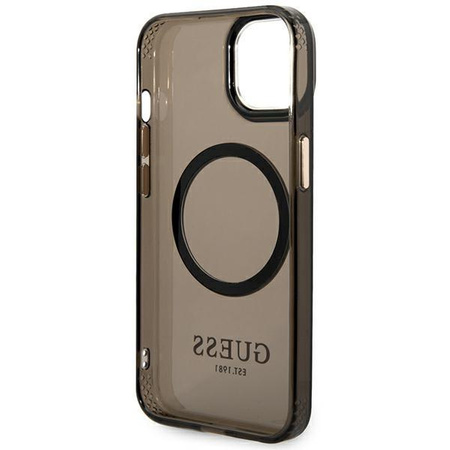 Guess GUHMP14MHTCMK iPhone 14 Plus 6,7" czarny/black hard case Gold Outline Translucent MagSafe