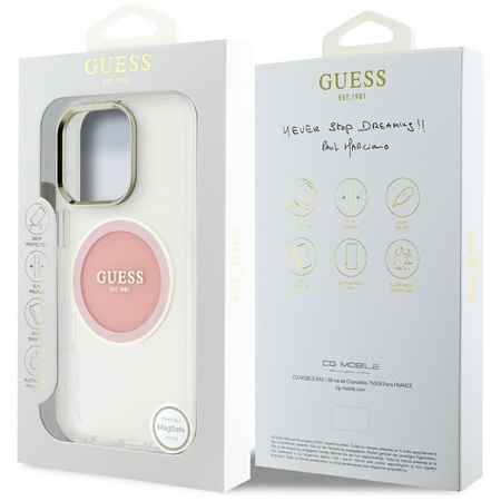 GUESS ETUI POKROWIEC MAGNETYCZNY DO MAGSAFE IPHONE 16 PRO LOGO METALOWE