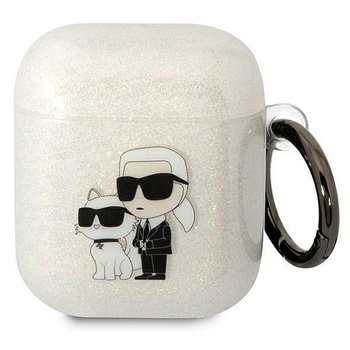 Etui Karl Lagerfeld KLA2HNKCTGT na AirPods 1/2 - przezroczyste Glitter Karl&Choupette