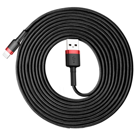 BASEUS KABEL PRZEWÓD USB / LIGHTNING QC3.0 2A 3M CZARNO-CZERWONY