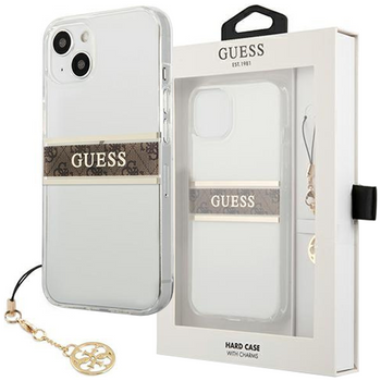 Guess GUHCP13SKB4GBR iPhone 13 mini 5,4" Transparent hardcase 4G Brown Strap Charm
