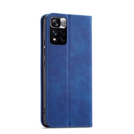 Magnet Fancy Case etui do Xiaomi Redmi Note 11 pokrowiec portfel na karty kartę podstawka niebieski