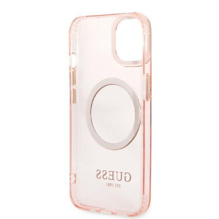 Guess GUHMP13MHTCMP iPhone 13 6,1" różowy/pink hard case Gold Outline Translucent MagSafe