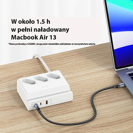 USAMS LISTWA ZASILAJĄCA 65W DO TELEFONÓW I LAPTOPÓW USB EXTENSION SOCKET EU