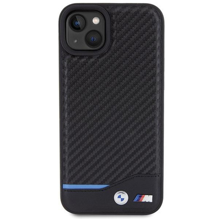 Etui BMW Leather Carbon na iPhone 15 Plus - czarne