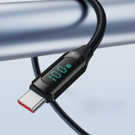 Kabel USB C - USB C Wozinsky WUCCC1 z wyświetlaczem PD 100W 1m - czarny