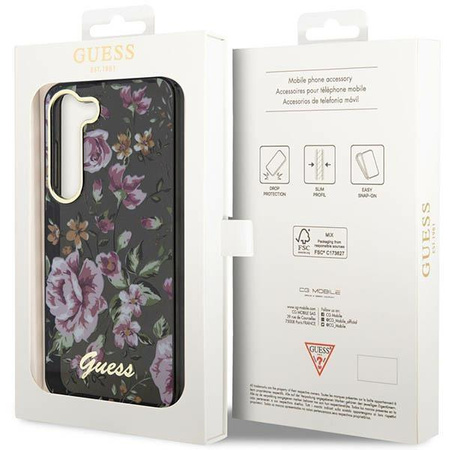 Etui Guess GUHCS23MHCFWSK S23+ S916 - czarne Flower Collection