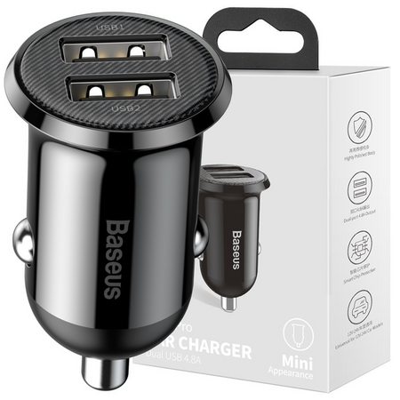 Baseus Grain Pro ładowarka samochodowa 2x USB 4,8 A czarny (CCALLP-01)