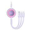 Baseus Bright Mirror 2 zwijany kabel przewód 3w1 USB Typ A - micro USB + Lightning + USB Typ C 66W 1.1m fioletowy (CAMJ010105)