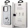 Etui Karl Lagerfeld Fixed Glitter Choupette Logo Metal Pin do iPhone 15 Pro - srebrne
