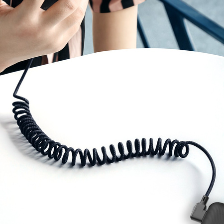 MCDODO KABEL KĄTOWY USB-C SPIRALNY SPRĘŻYNOWY SZYBKIE ŁADOWANIE TYP C LED