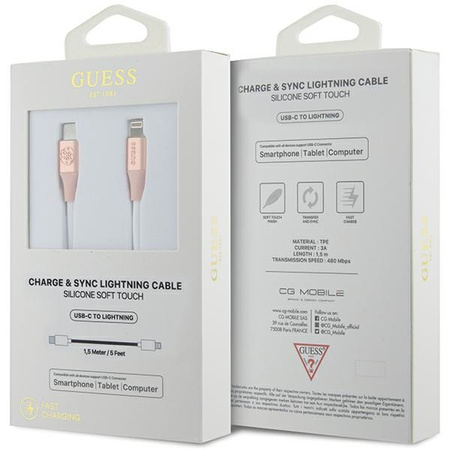 GUESS KABEL USB-C DO LIGHTNING DO IPHONE 1.5M SZYBKIE ŁADOWANIE FAST