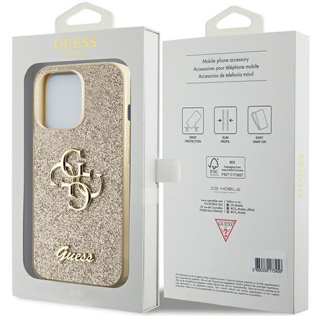 Etui Guess GUHCP13LHG4SGD na iPhone 13 Pro / 13 - złote Glitter Script Big 4G