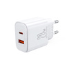 Szybka dwuportowa ładowarka sieciowa 20W USB-C / USB-A Joyroom JR-TCF05 - biała + kabel USB-C - Lightning 1m