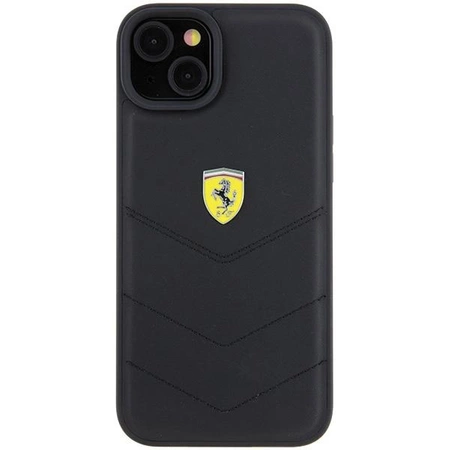 Etui Ferrari Quilted Metal Logo do iPhone 15 Plus - czarne