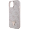 Etui Guess Leather 4G Triangle Strass do iPhone 15 - różowe