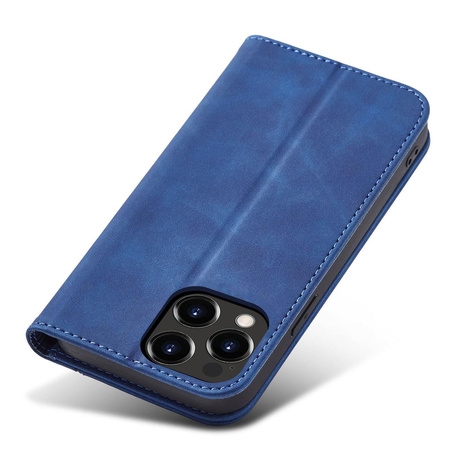 Magnet Fancy Case etui do iPhone 13 Pro Max pokrowiec portfel na karty kartę podstawka niebieski