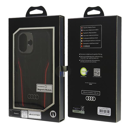 Audi Genuine Leather MagSafe iPhone 166.1 czarno-czerwony/black-red hardcase AU-TPUPCMIP16-R8/D3-RD