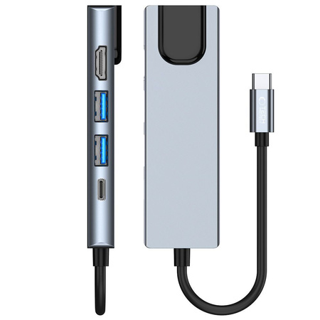 TECH-PROTECT V3-HUB ADAPTER 5IN1 DO LAPTOPA USB-C 4K HDMI Z PORTEM ETHERNET