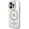 GUESS POKROWIEC HARD CASE DO IPHONE 15 14 13 Z RAMKĄ METALOWĄ DO MAGSAFE