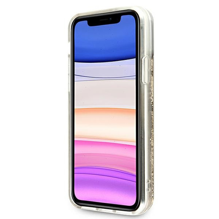 GUESS POKROWIEC HARDCASE DO IPHONE 11 6,1 XR ZŁOTY 4G BIG LIQUID GLITTER