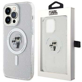 Etui Karl Lagerfeld Karl&Choupette Glitter MagSafe na iPhone 15 Pro Max - przezroczyste