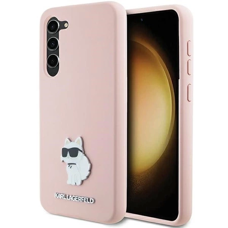 Etui Karl Lagerfeld Silicone Choupette Metal Pin na Samsung Galaxy S23 - różowe