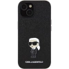 Etui Karl Lagerfeld Fixed Glitter Ikonik Logo Metal Pin do iPhone 15 - czarne