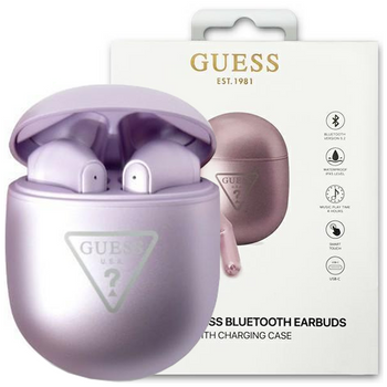 Guess słuchawki Bluetooth GUTWST82TRU TWS + stacja dokująca purpurowy/purple Triangle Logo