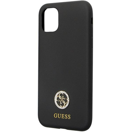 Etui Guess GUHCN614DGPK na iPhone 11 / Xr - czarne Silicone Logo Strass 4G