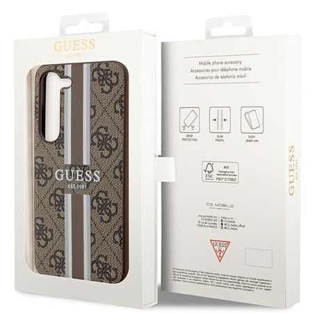 Etui Guess GUHCS23MP4RPSW S23+ S916 - brązowe 4G Printed Stripe