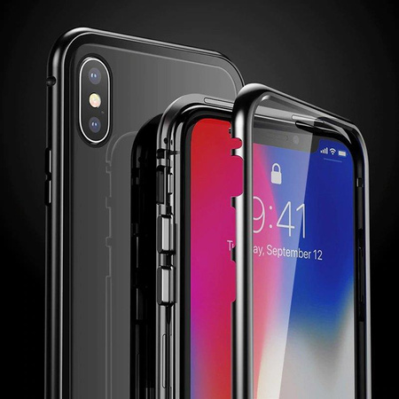 Wozinsky Magnetic Cam Slider Case magnetyczne etui 360 na cały telefon szkło na ekran osłona na aparat Huawei P40 czarny