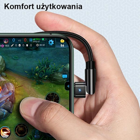 USAMS KABEL PLECIONY DO LIGHTNING IPHONE 12 13 14 1M Z GUMOWYM WYKOŃCZENIEM