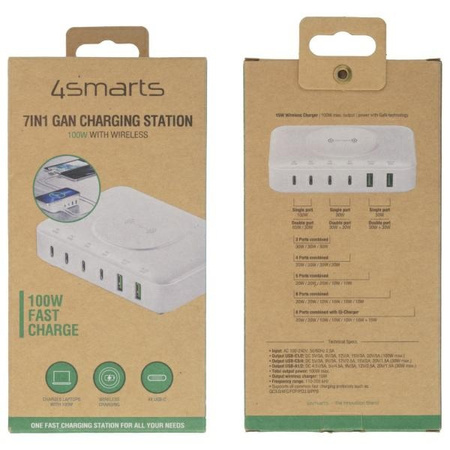 4smarts Stacja ładująca 7w1 100W         z ładowaniem bezprzewodowym biały/white 540570