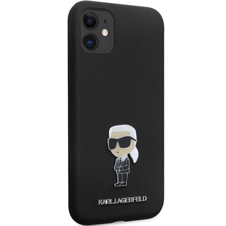 Etui Karl Lagerfeld KLHCN61SMHKNPK na iPhone 11 / Xr - czarne Silicone Ikonik Metal Pin