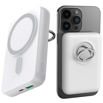 Powerbank bezprzewodowy 10000mAh Joyroom JR-W050 20W MagSafe z ringiem i podstawką - biały