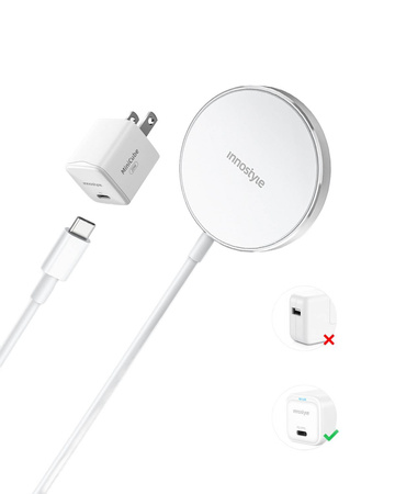 INNOSTYLE MAGEASE ŁADOWARKA INDUKCYJNA BEZPRZEWODOWA DO MAGSAFE IPHONE MAGEASE 15W BIAŁA