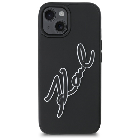 KARL LAGERFELD POKROWIEC RUBBER DO IPHONE 15 6.1 3D HARDCASE SIGNATURE