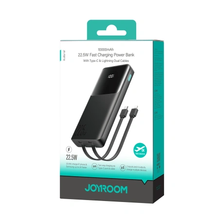 JOYROOM POWERBANK JR-PBF19 10000MAH DO SZYBKIEGO ŁADOWANIA Z DWOMA KABLAMI
